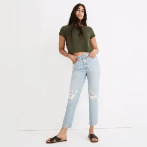 Madewell Perfect Vintage Jean Grandbay Wash: Ripped Edition Light Wash Slim 26