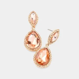 Marquise Peach Teardrop Evening Earrings