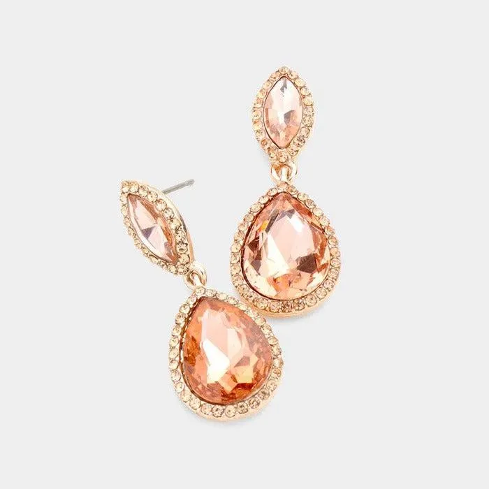 Marquise Peach Teardrop Evening Earrings