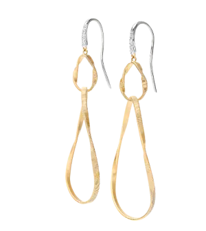 MARRAKECH ONDE 18K Yellow Gold and Diamond Double Drop Earrings