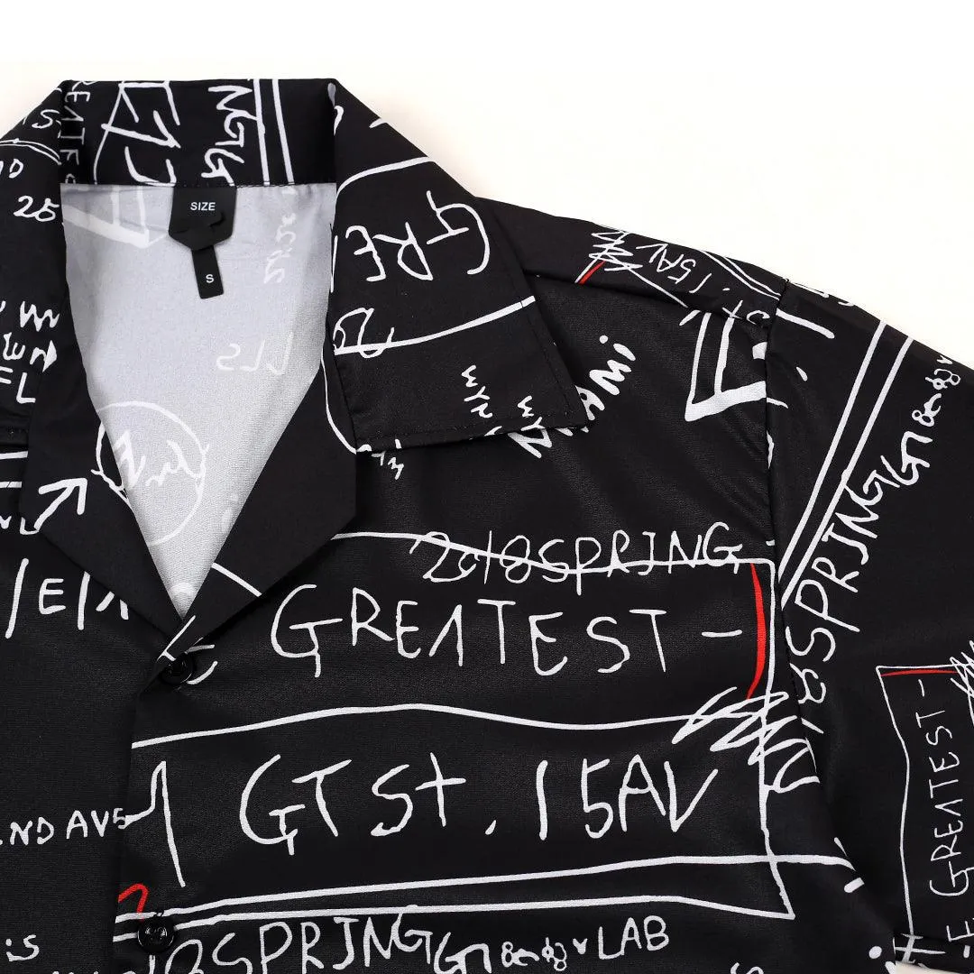 Men's Classic The Greatest Designed Aloha Shirt - Black