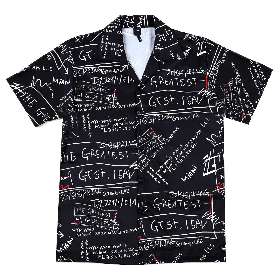 Men's Classic The Greatest Designed Aloha Shirt - Black