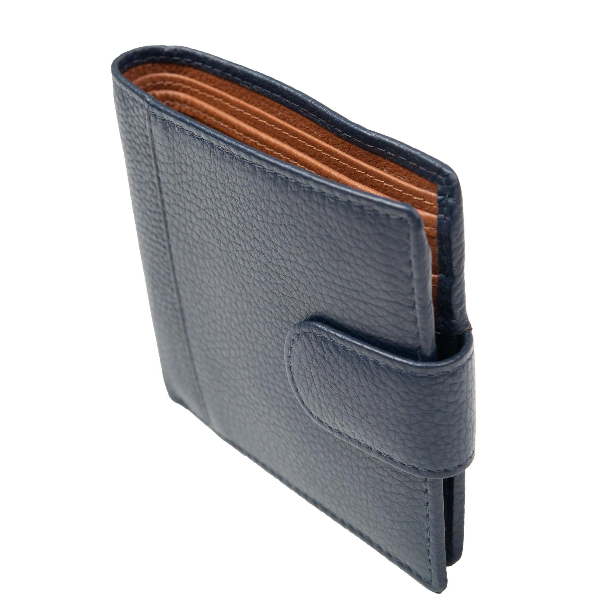 Men's Pebble Grain Leather Bifold Wallet with RFID Blocking and Coin Purse
