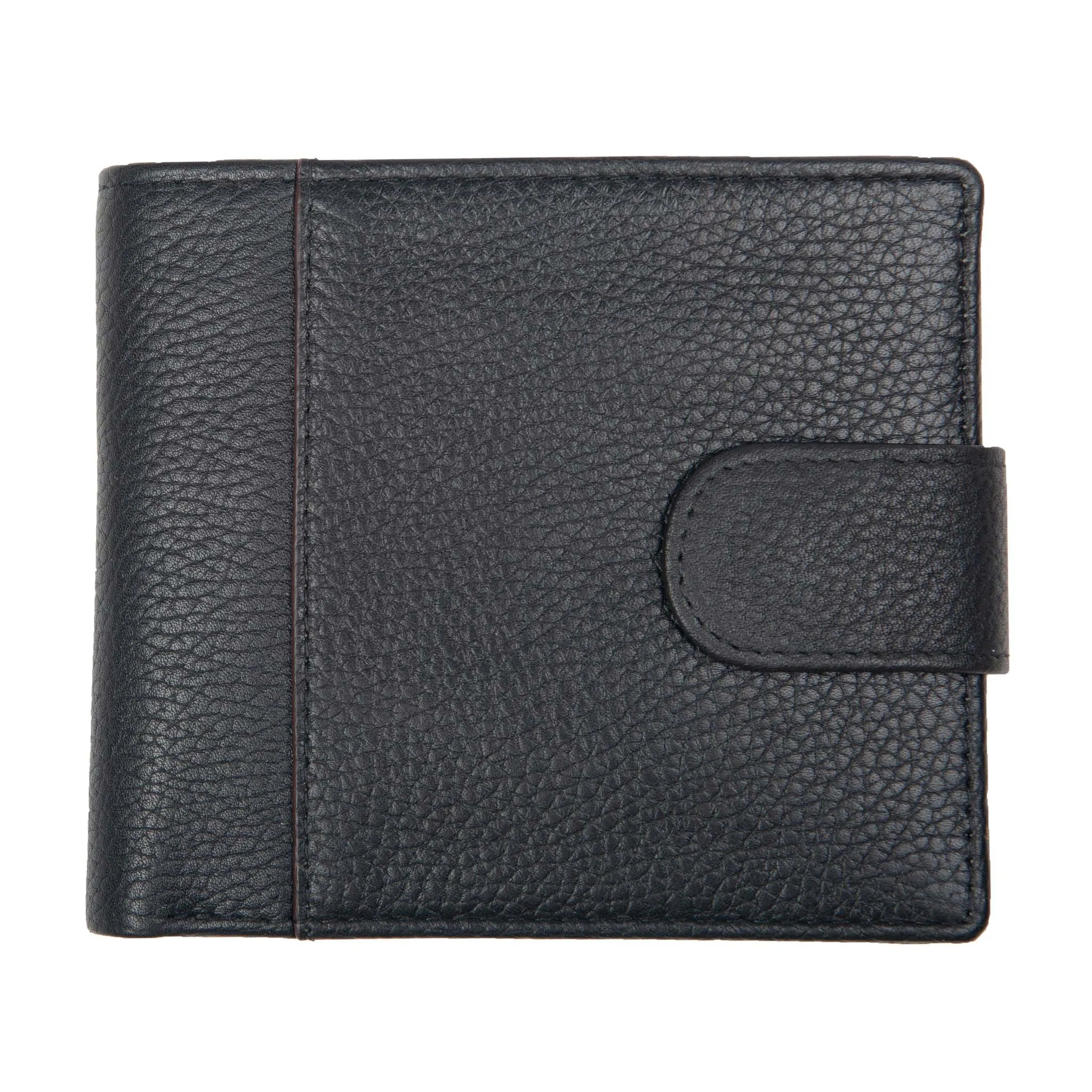 Men's Pebble Grain Leather Bifold Wallet with RFID Blocking and Coin Purse