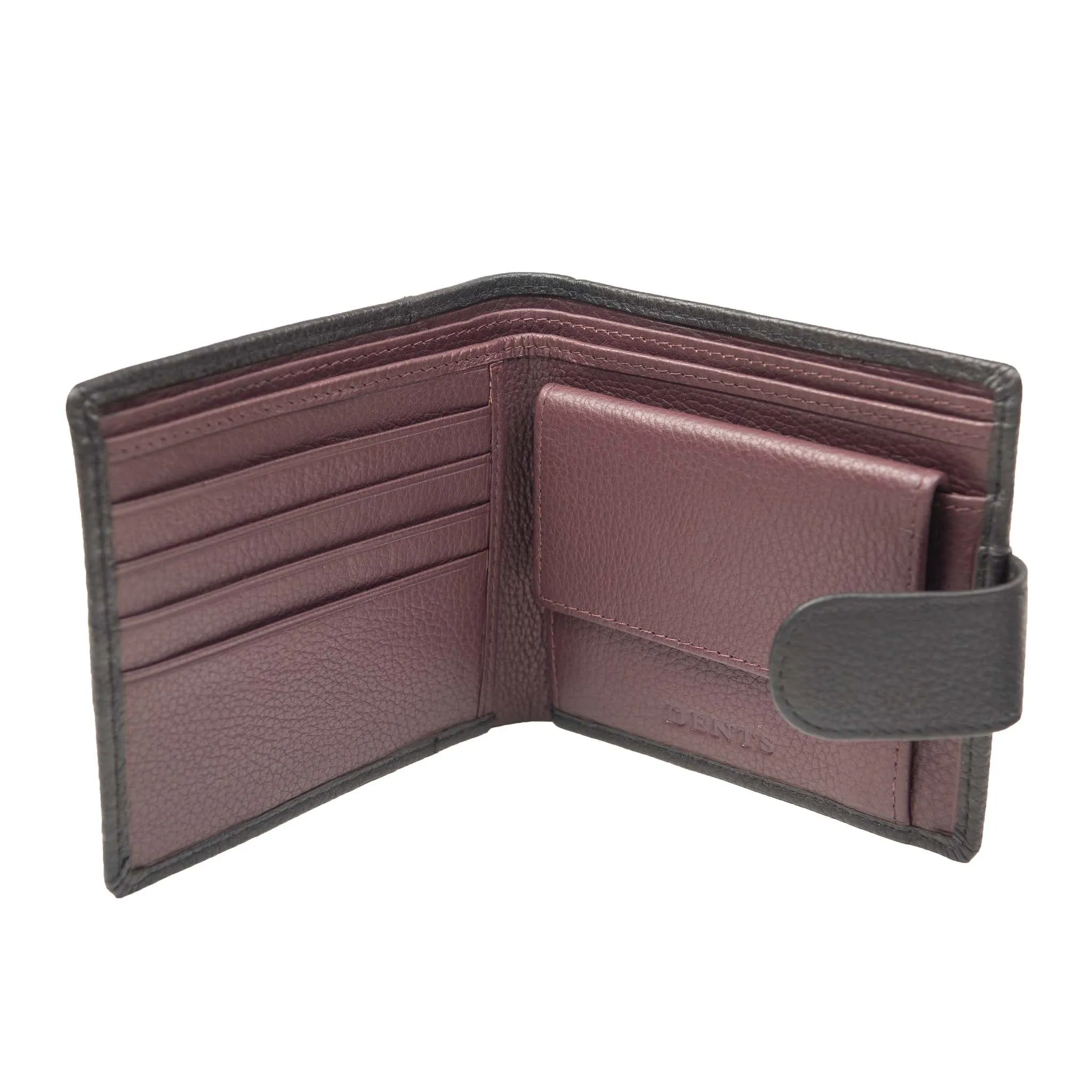 Men's Pebble Grain Leather Bifold Wallet with RFID Blocking and Coin Purse