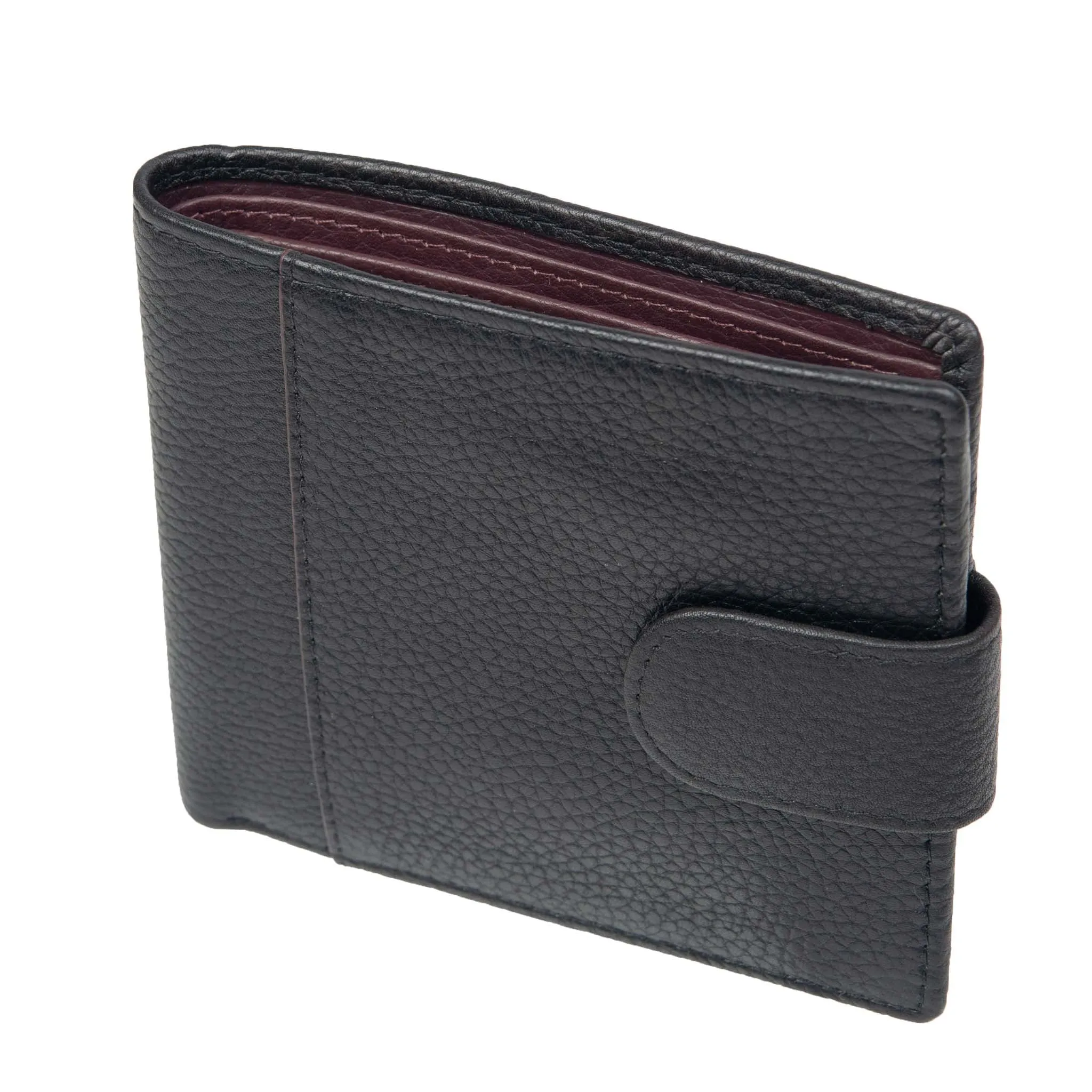 Men's Pebble Grain Leather Bifold Wallet with RFID Blocking and Coin Purse