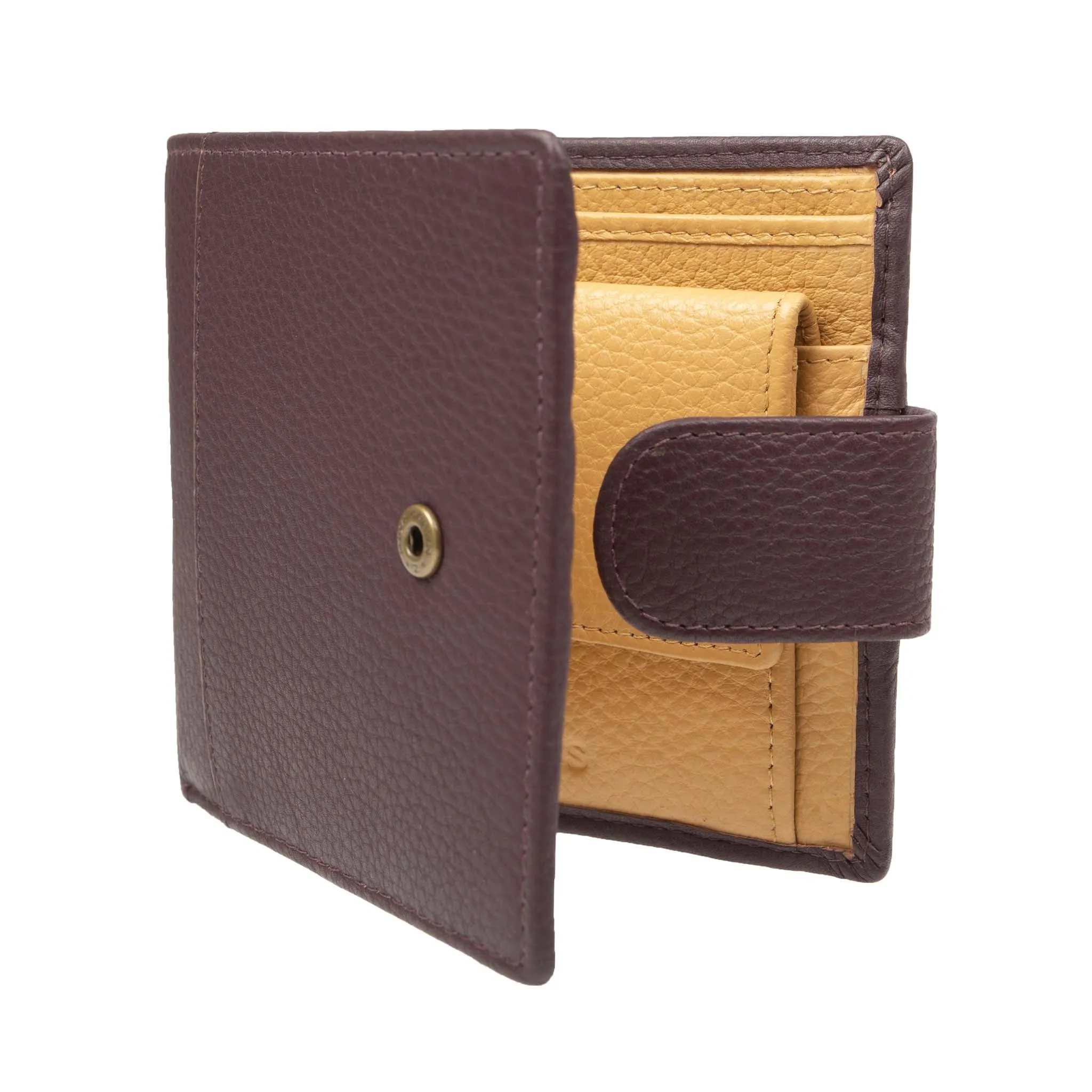 Men's Pebble Grain Leather Bifold Wallet with RFID Blocking and Coin Purse