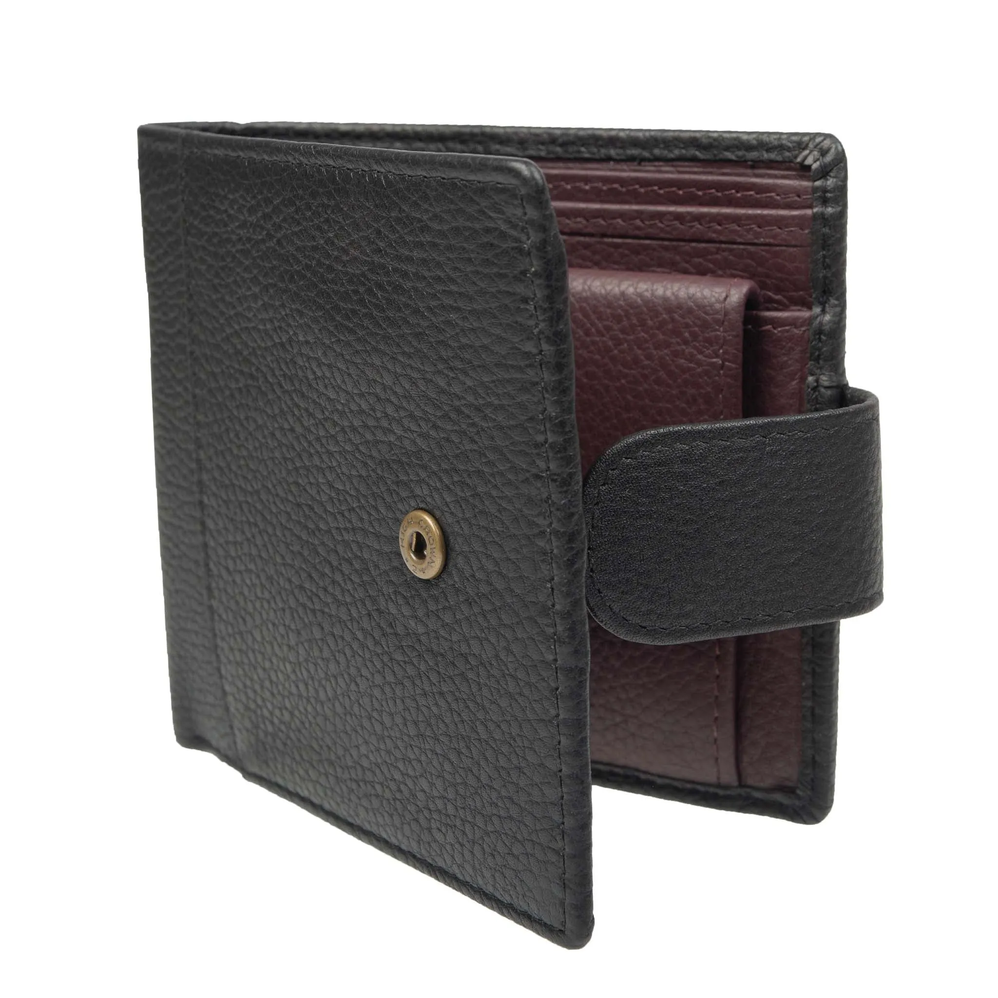 Men's Pebble Grain Leather Bifold Wallet with RFID Blocking and Coin Purse