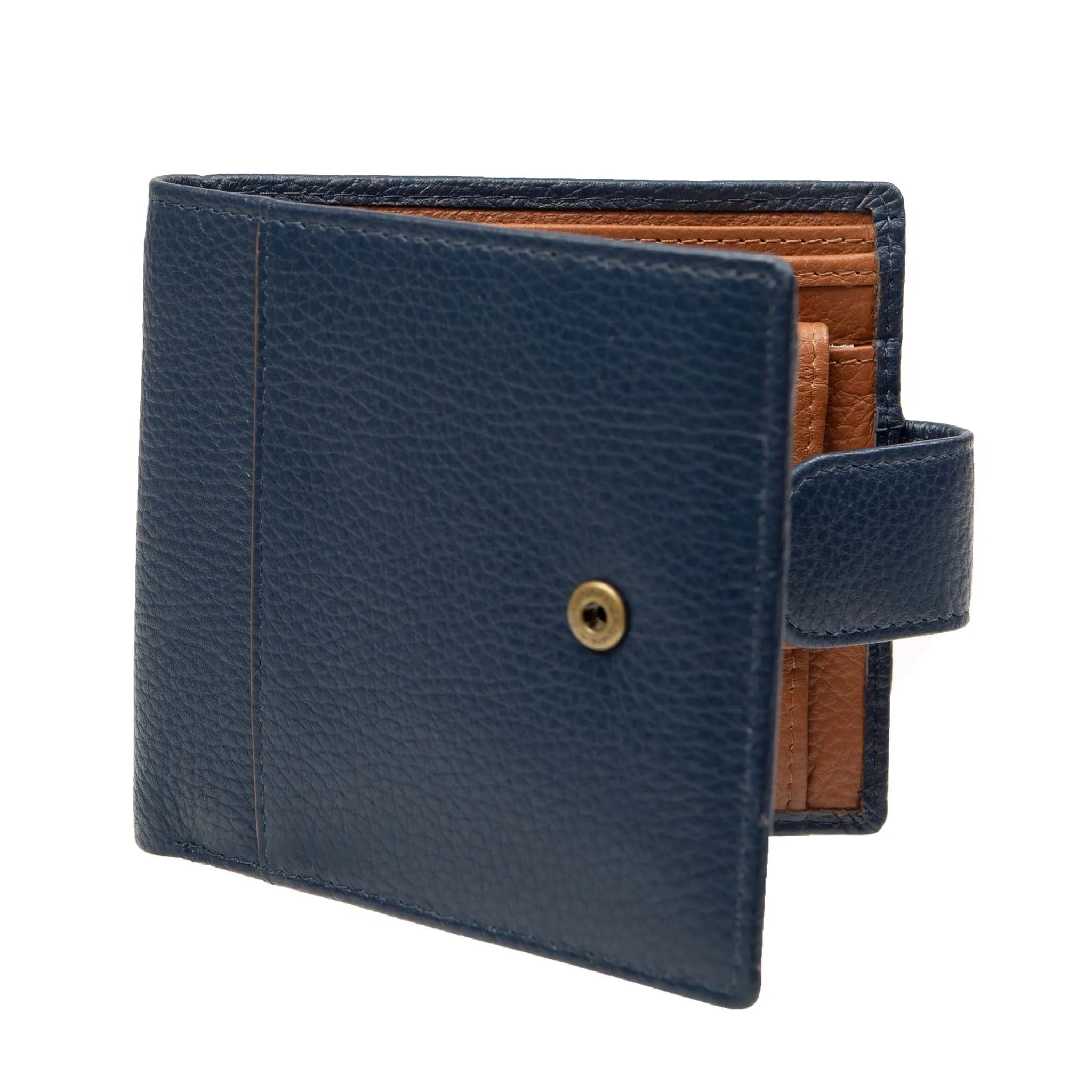 Men's Pebble Grain Leather Bifold Wallet with RFID Blocking and Coin Purse