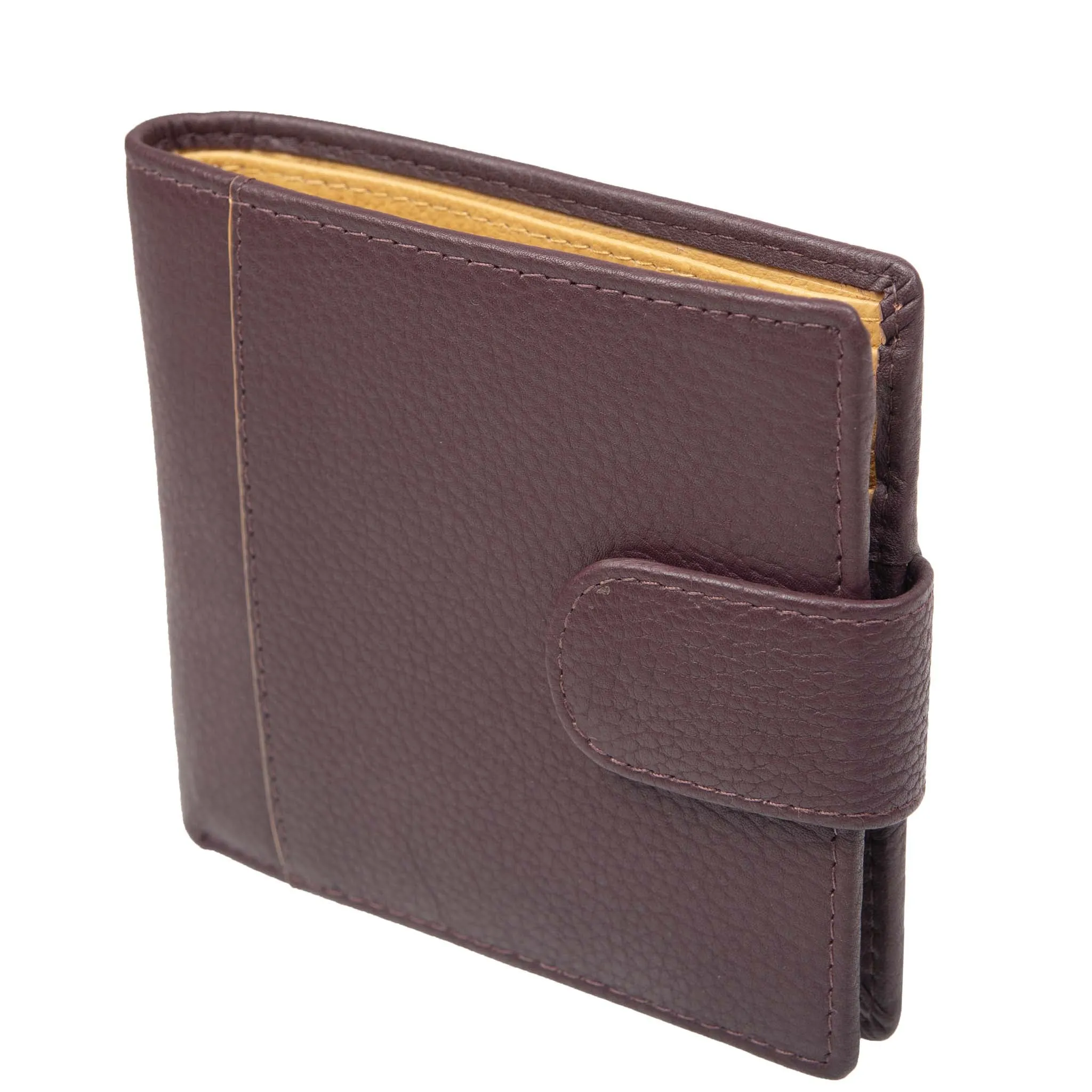 Men's Pebble Grain Leather Bifold Wallet with RFID Blocking and Coin Purse