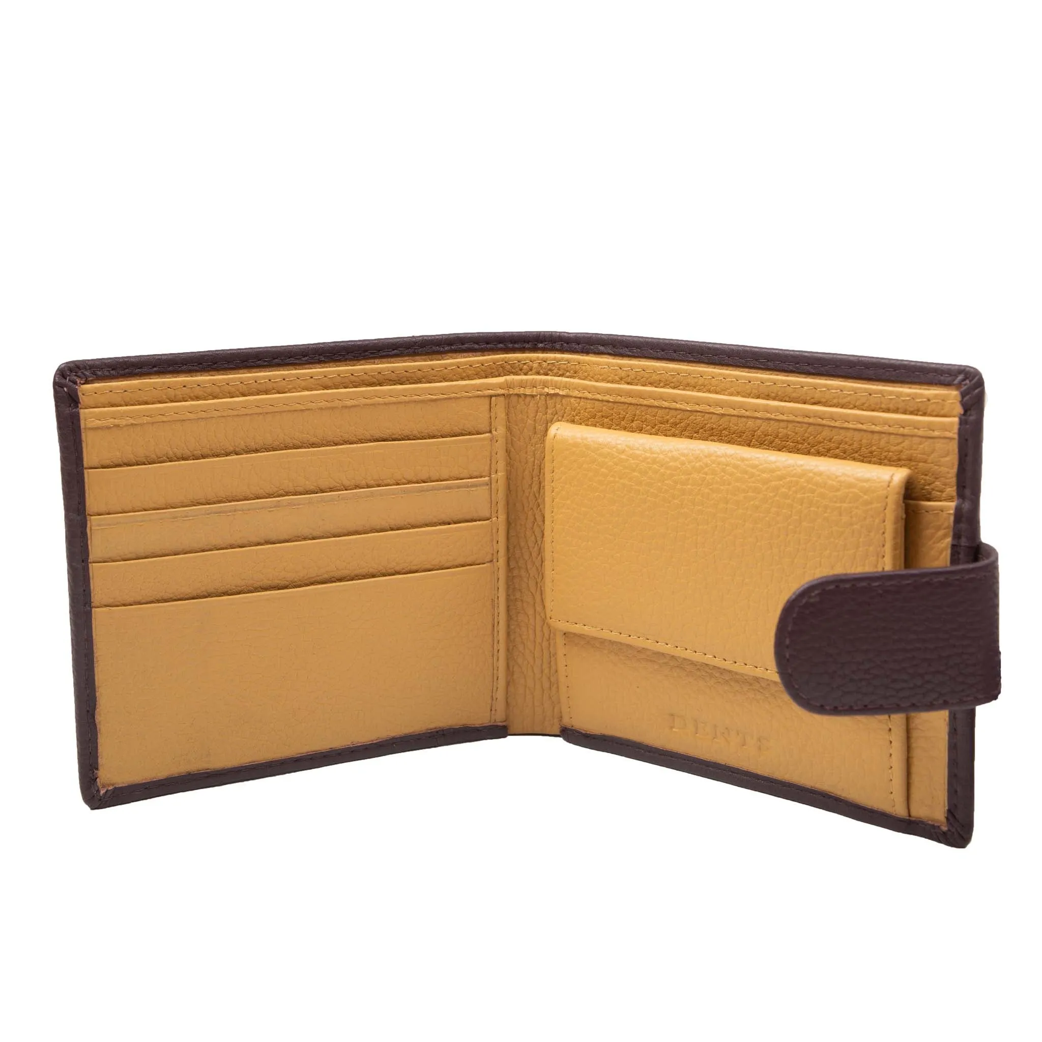 Men's Pebble Grain Leather Bifold Wallet with RFID Blocking and Coin Purse