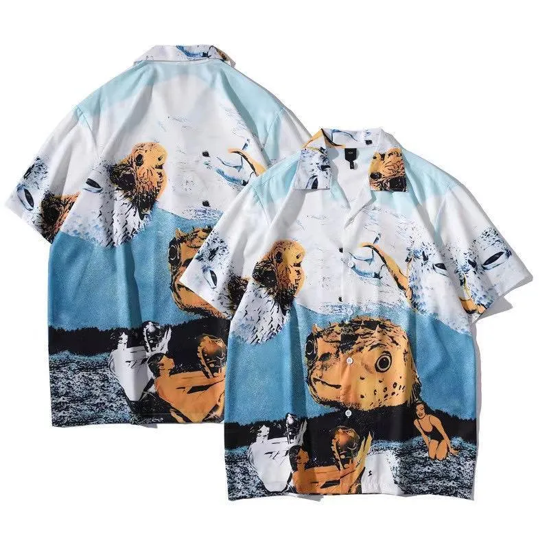 Men's Vintage Nature Print Short sleeve Shirt