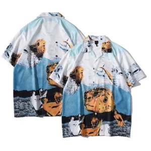 Men's Vintage Nature Print Short sleeve Shirt