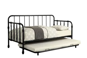 Metal Frame Daybed With Trundle, Black