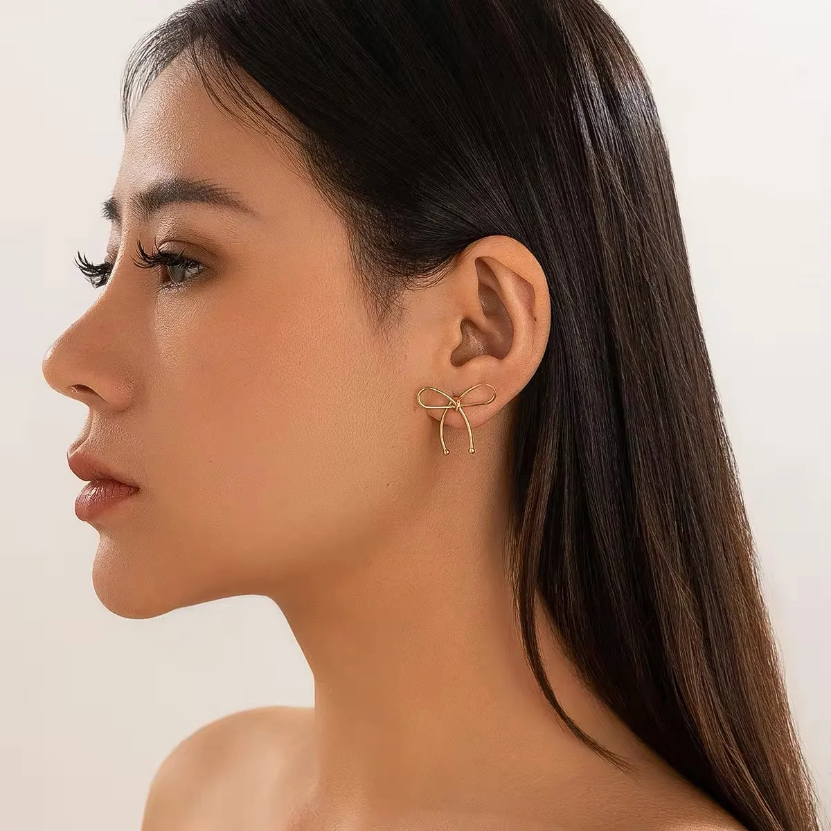 Minimalist Design Metal Pretty Bowknot Stud Earrings