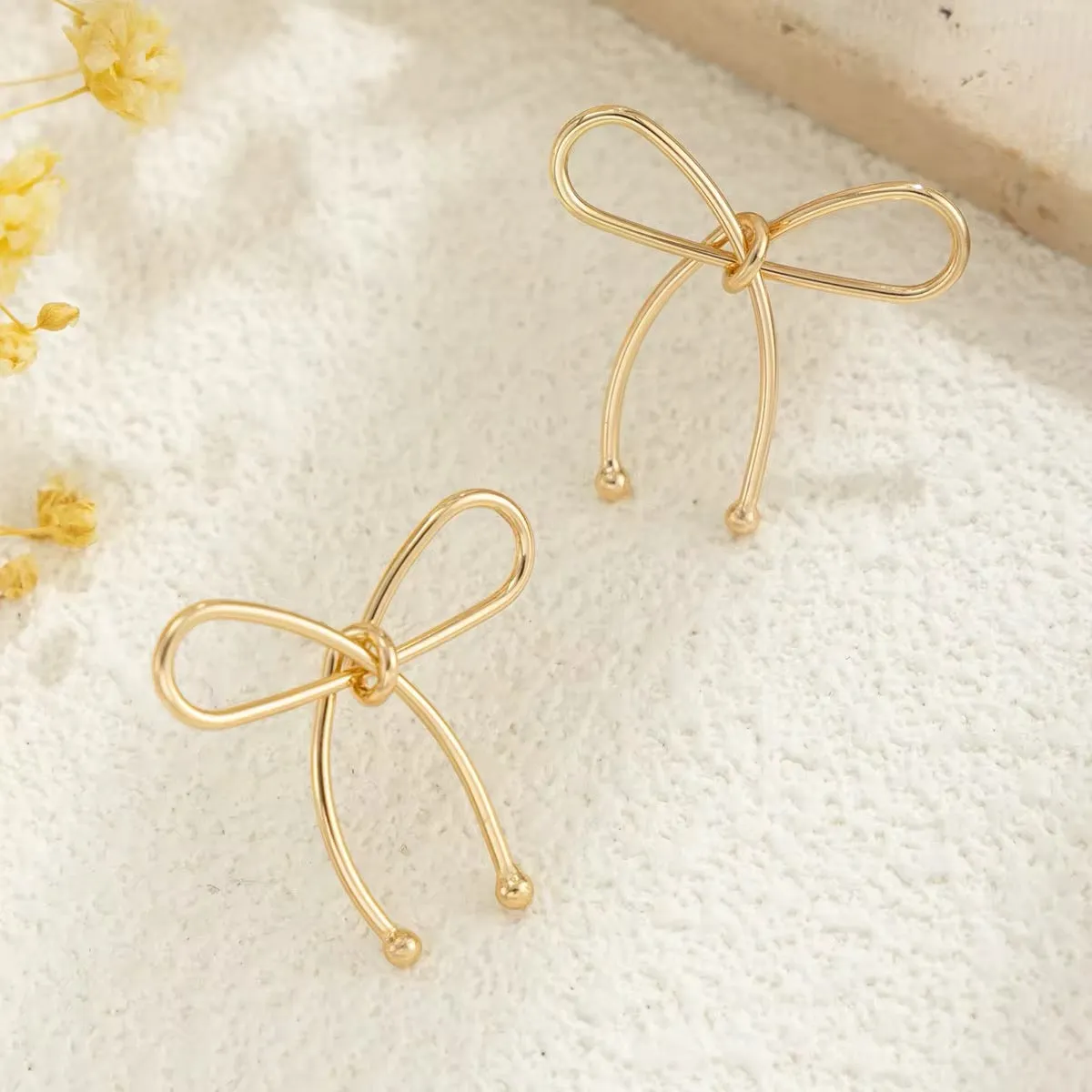Minimalist Design Metal Pretty Bowknot Stud Earrings