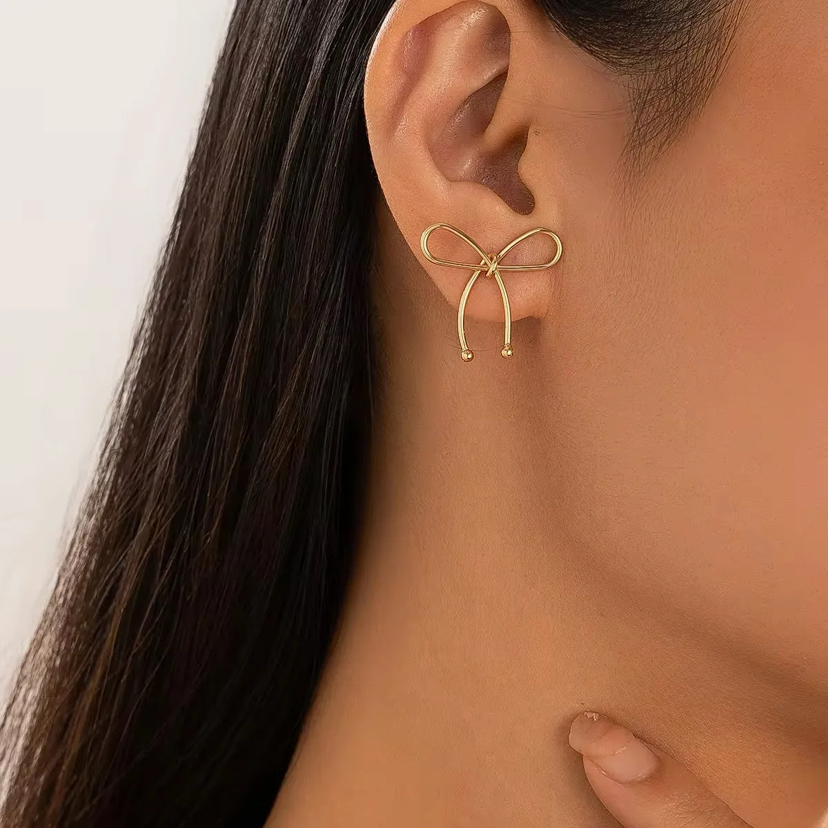 Minimalist Design Metal Pretty Bowknot Stud Earrings