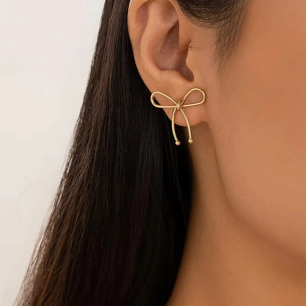 Minimalist Design Metal Pretty Bowknot Stud Earrings