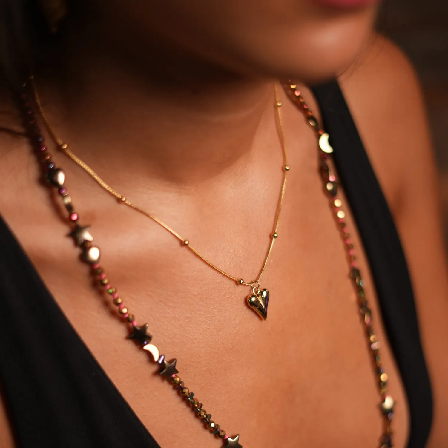 Minimalist Gold Heart Love Statement Necklace
