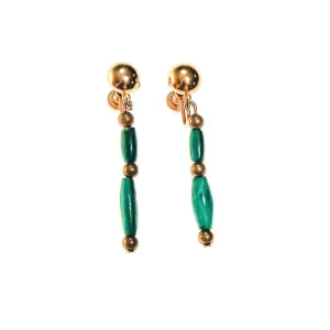 Minimalist Green Malachite Dangling Earrings