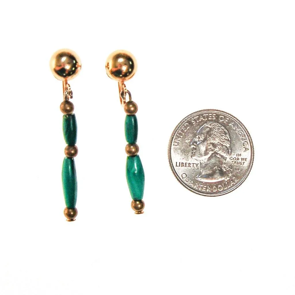 Minimalist Green Malachite Dangling Earrings