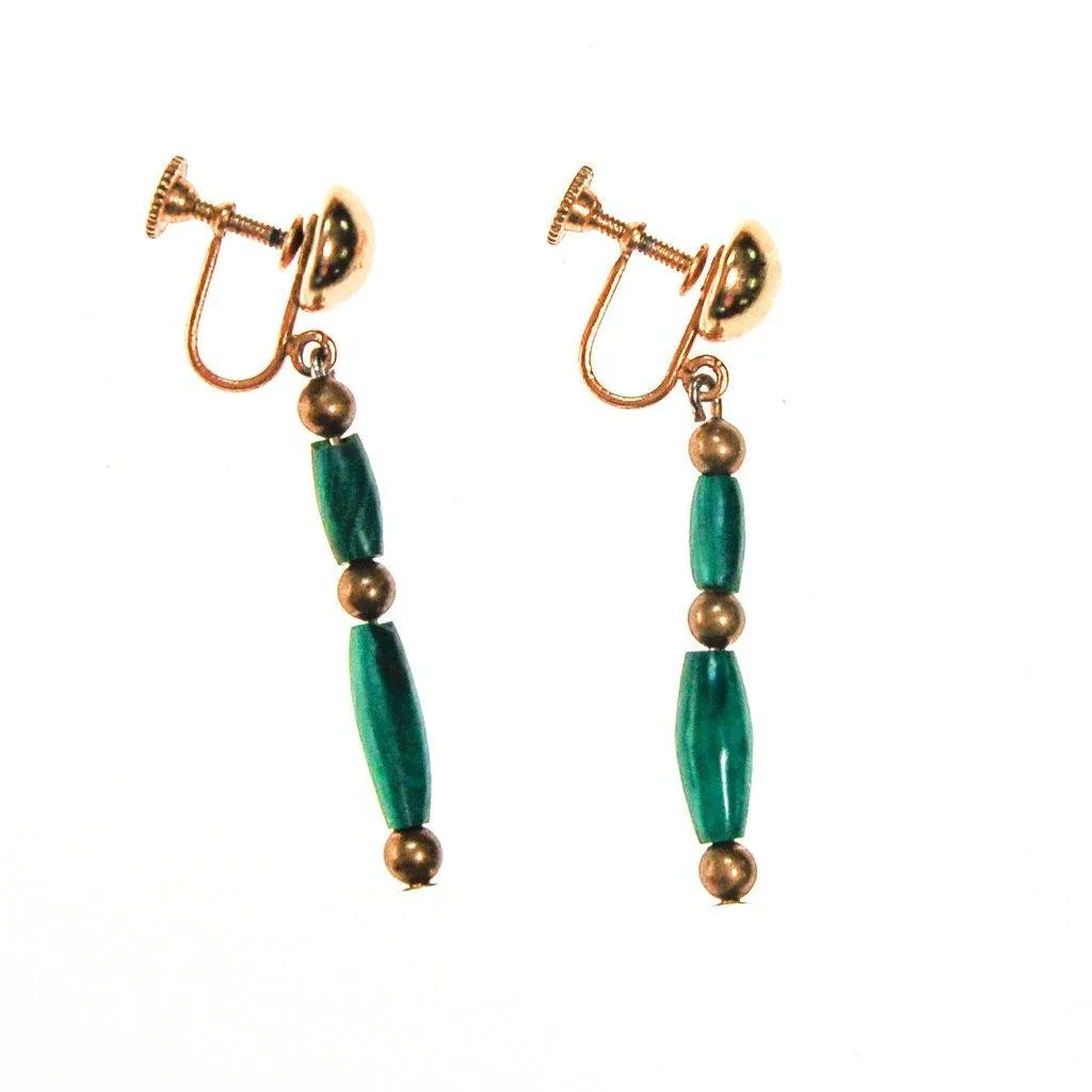 Minimalist Green Malachite Dangling Earrings