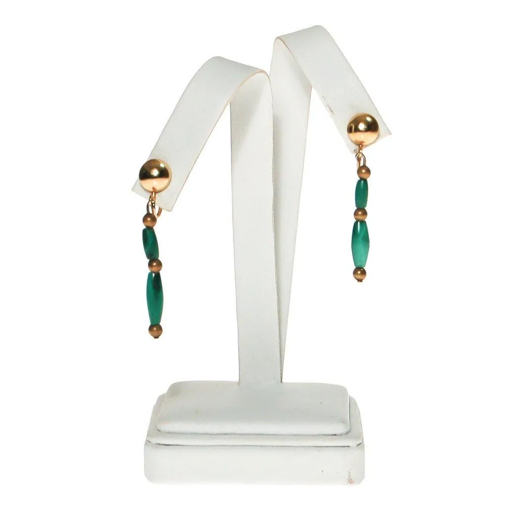 Minimalist Green Malachite Dangling Earrings