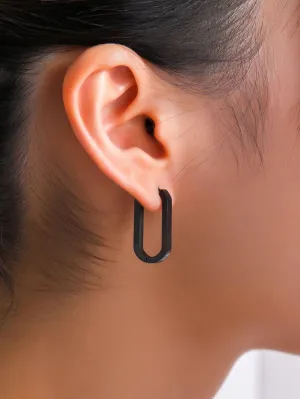 Minimalist Hoop Earrings - Black
