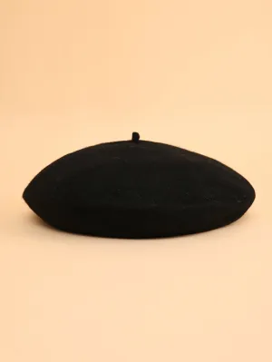 Minimalist Solid Beret - Black- FD ⚡