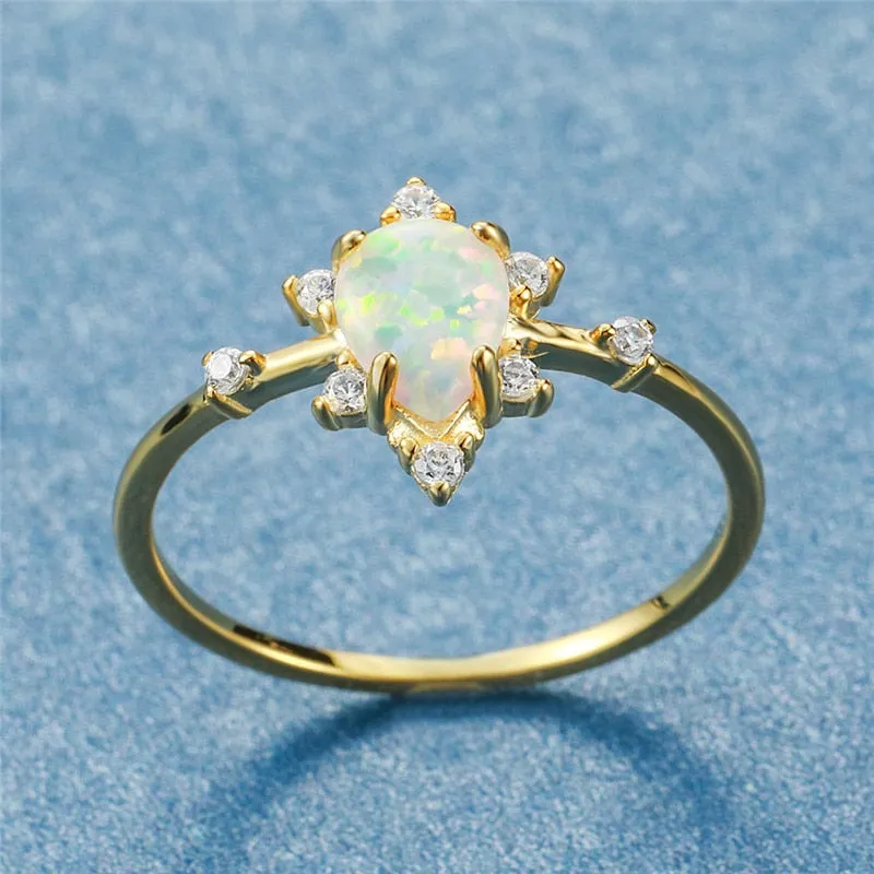 Minimalist White Fire Opal Ring