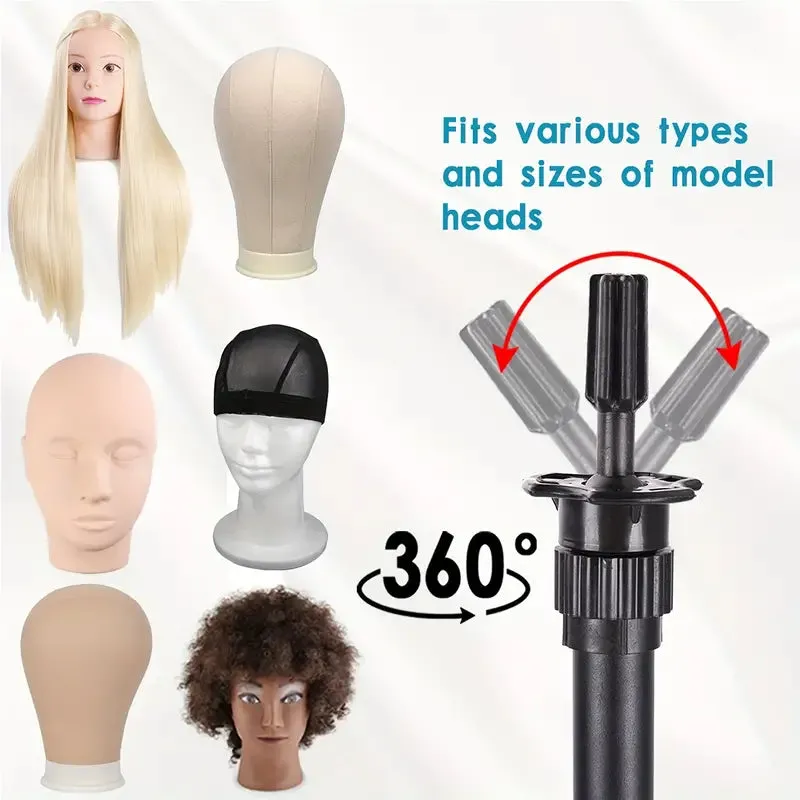 Multifunction Triple Wig Tripod Stand - Black - Lightweight