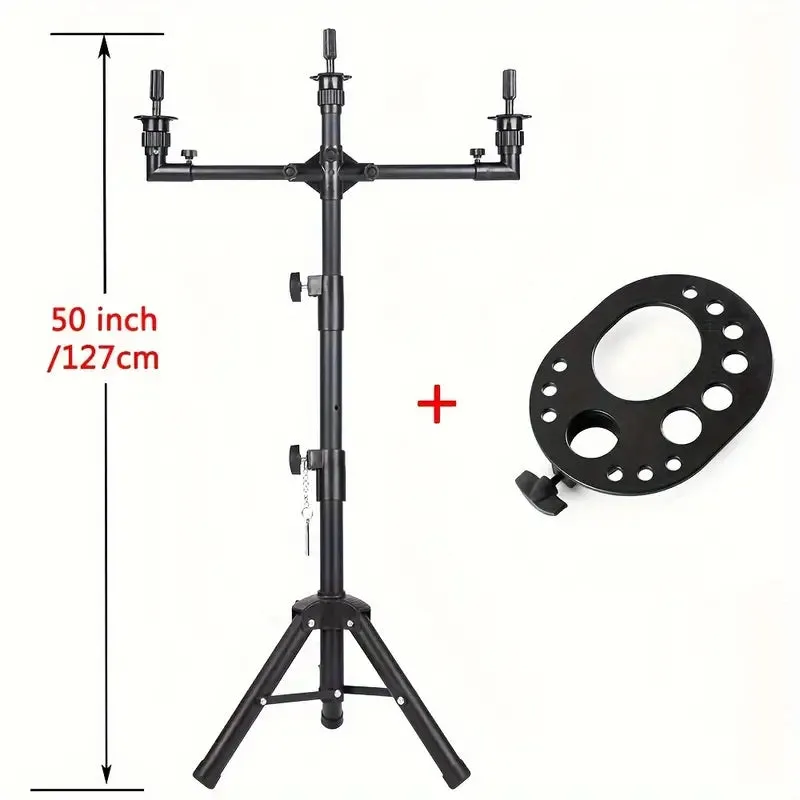 Multifunction Triple Wig Tripod Stand - Black - Lightweight