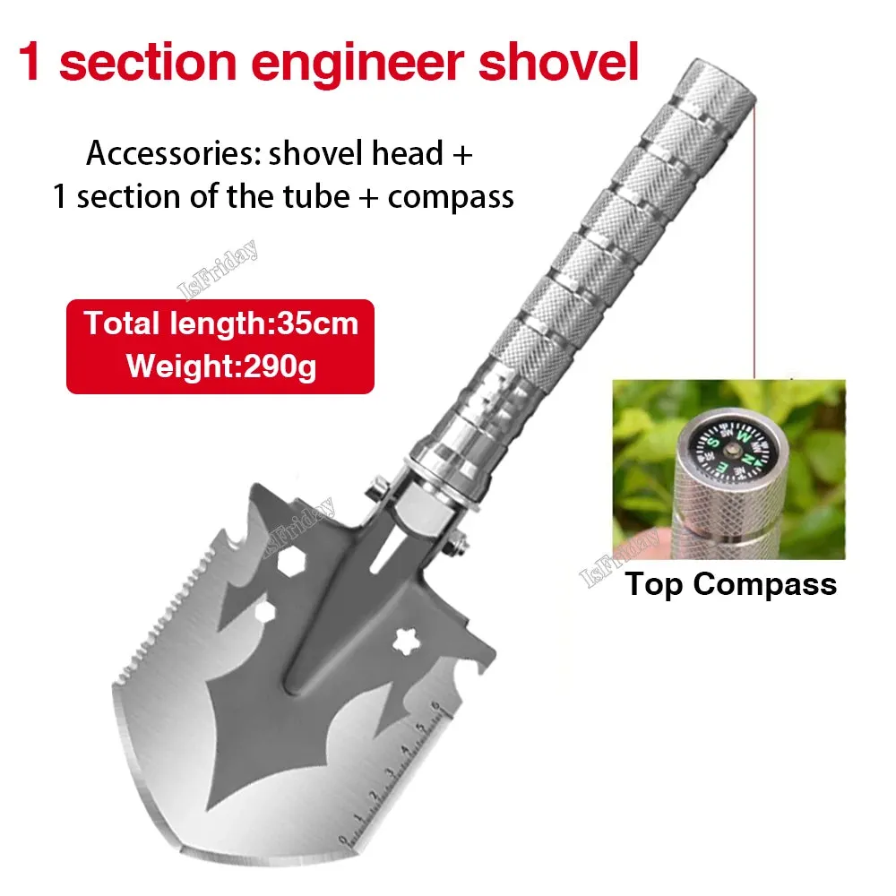 Multifunctional Military Shovel 4 Section Pipe Folding Shovel and Knife Outdoor Fishing Camping Survival Set Garden Tools Kit