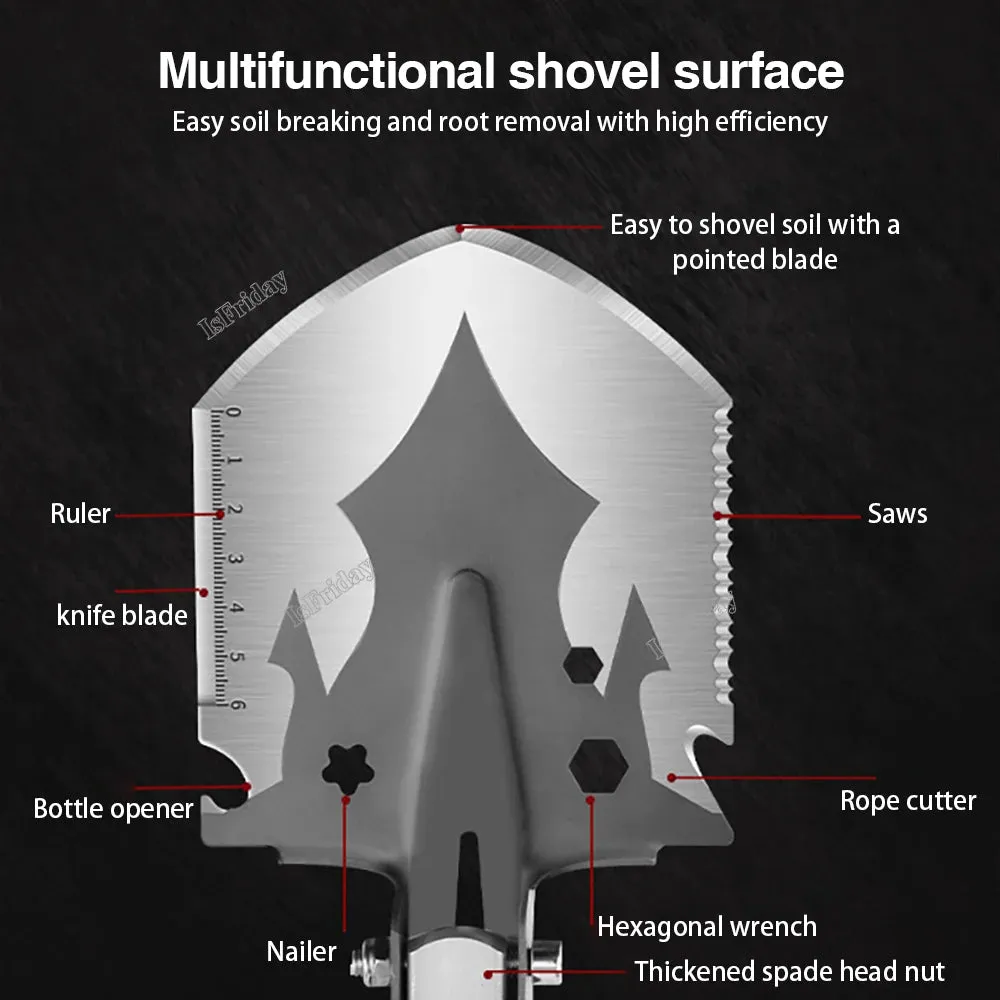 Multifunctional Military Shovel 4 Section Pipe Folding Shovel and Knife Outdoor Fishing Camping Survival Set Garden Tools Kit