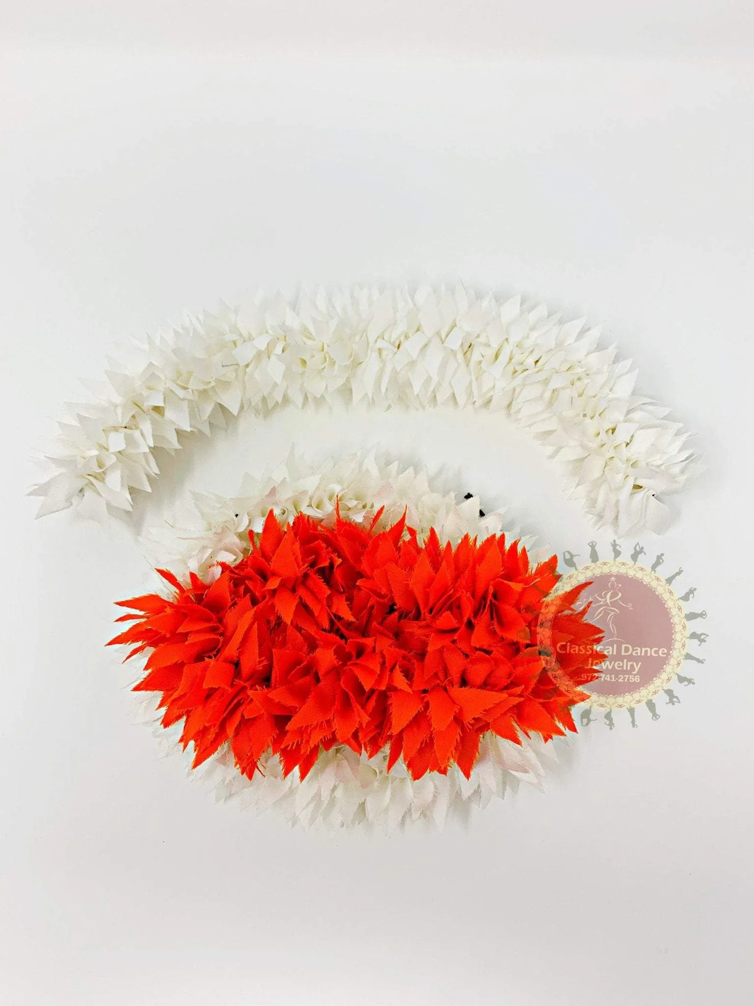 Multiple rows white orange K-CUT flowers | veni | Bharatanatyam Kuchipudi Dance Weddings Events | Classical Dance Jewelry