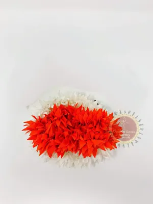 Multiple rows white orange K-CUT flowers | veni | Bharatanatyam Kuchipudi Dance Weddings Events | Classical Dance Jewelry