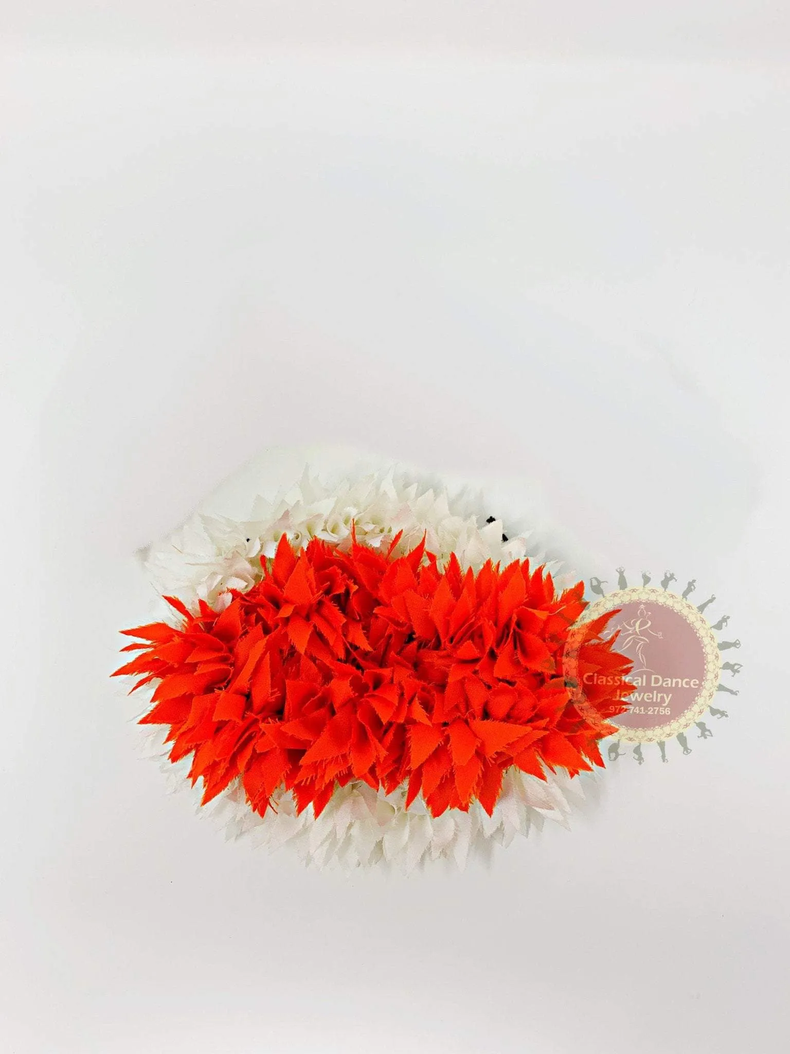 Multiple rows white orange K-CUT flowers | veni | Bharatanatyam Kuchipudi Dance Weddings Events | Classical Dance Jewelry