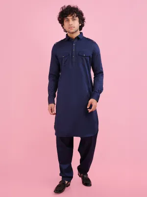 Navy Blue Pathani Kurta | Azania