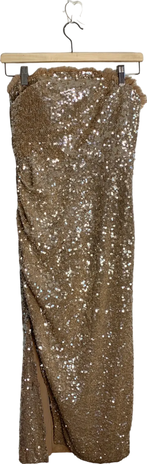Needle & Thread Gold Stellar Gloss Strapless Ankle Gown UK 10