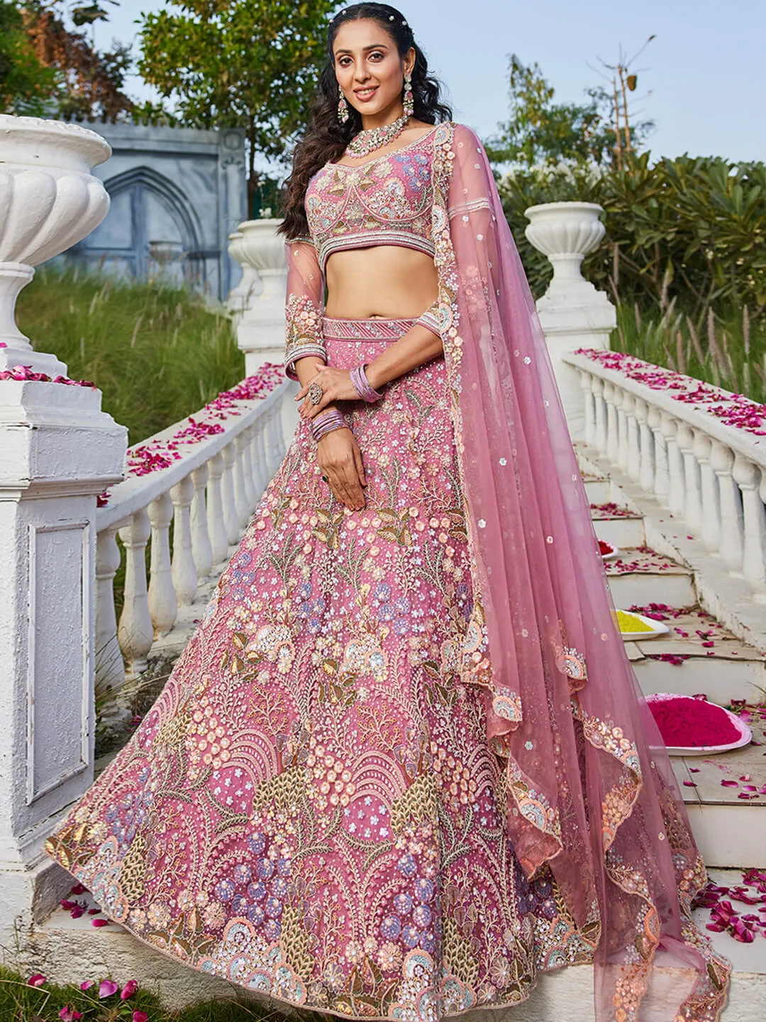 Net with Coding & Zarkan Embroidery Lehenga choli & Dupatta