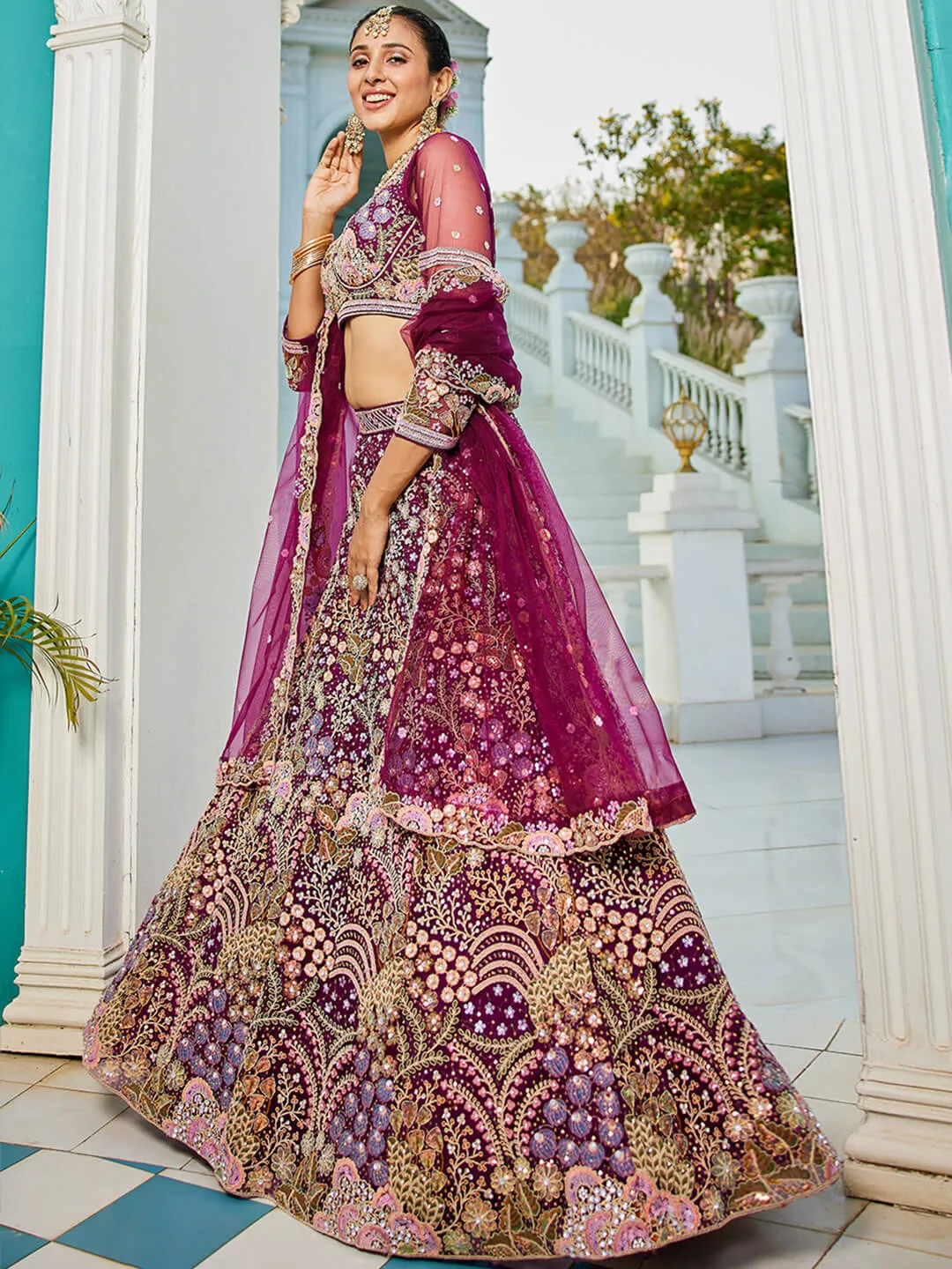 Net with Coding & Zarkan Embroidery Lehenga choli & Dupatta