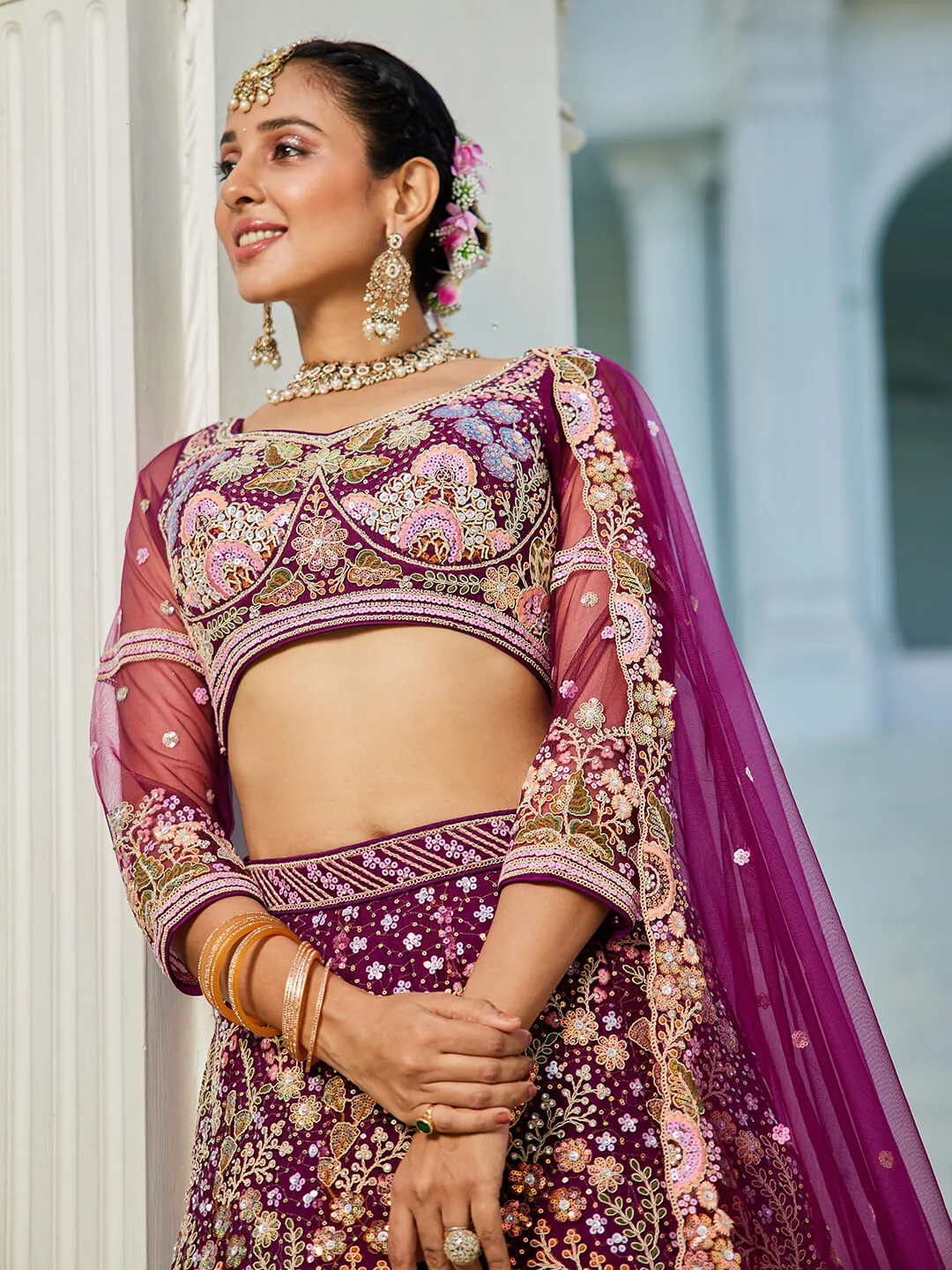Net with Coding & Zarkan Embroidery Lehenga choli & Dupatta