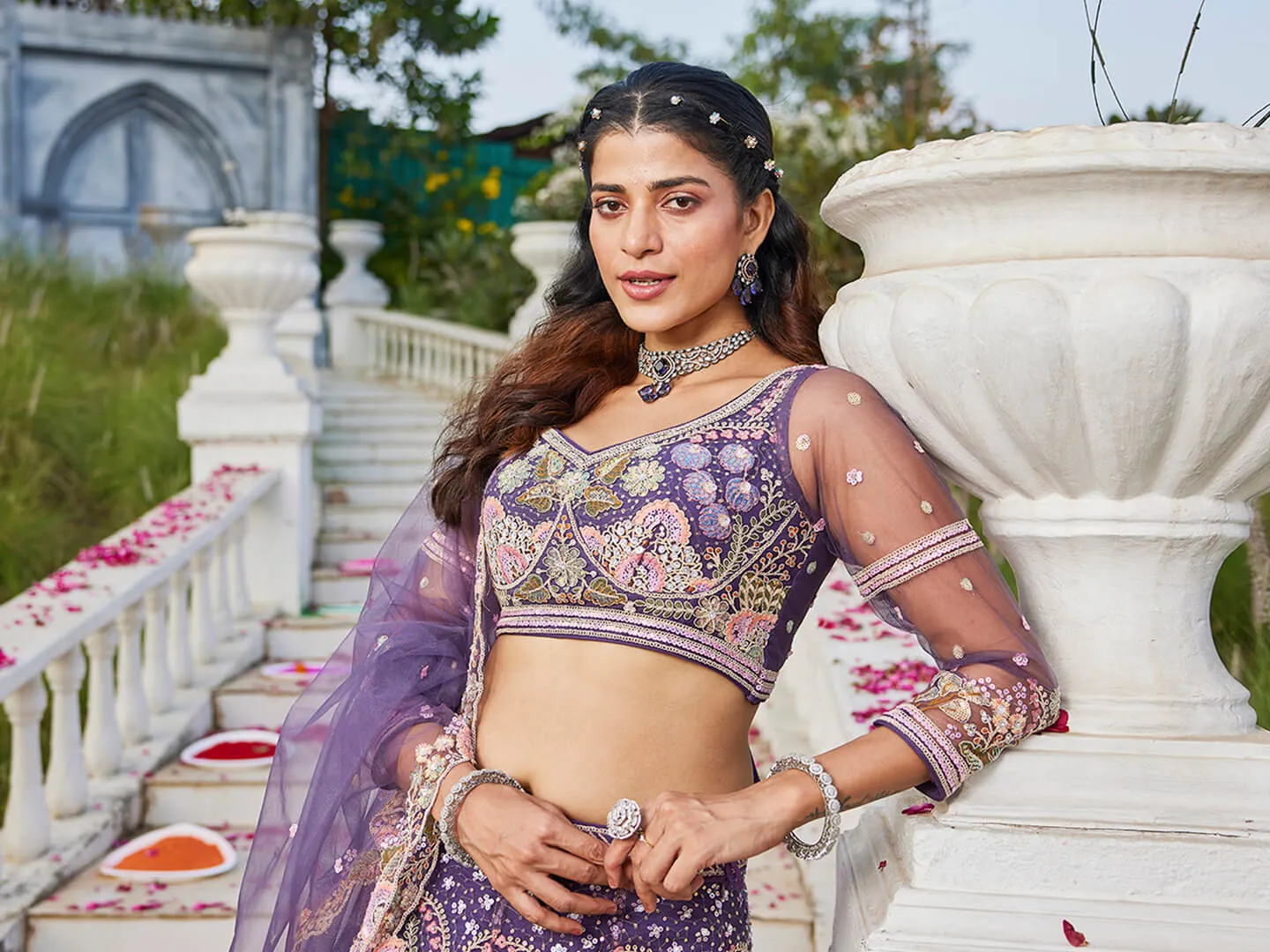 Net with Coding & Zarkan Embroidery Lehenga choli & Dupatta