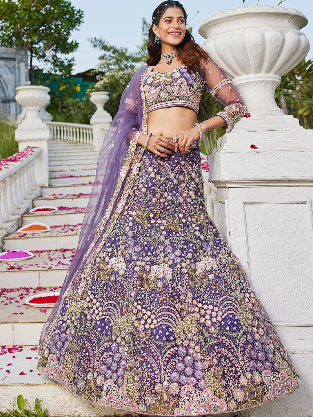 Net with Coding & Zarkan Embroidery Lehenga choli & Dupatta