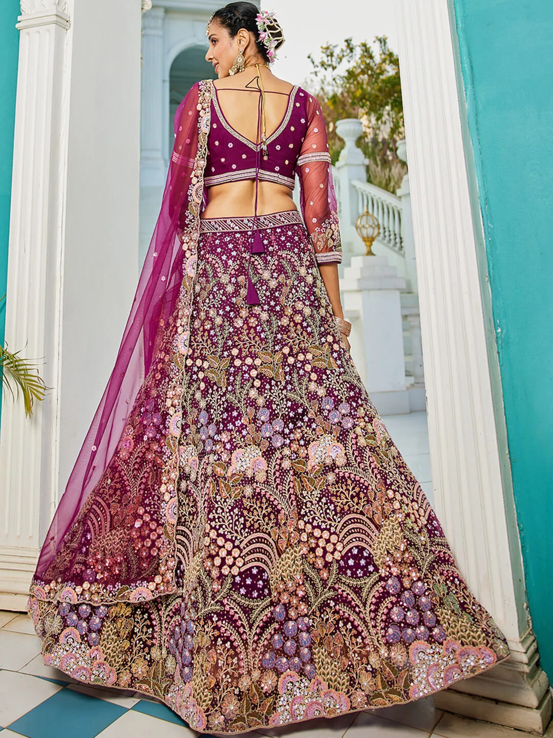 Net with Coding & Zarkan Embroidery Lehenga choli & Dupatta