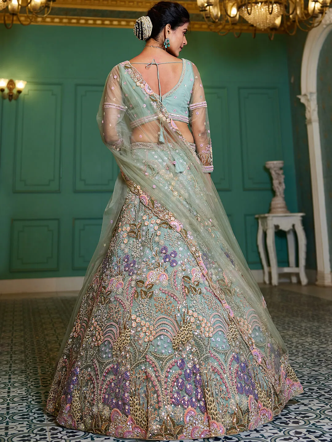 Net with Coding & Zarkan Embroidery Lehenga choli & Dupatta
