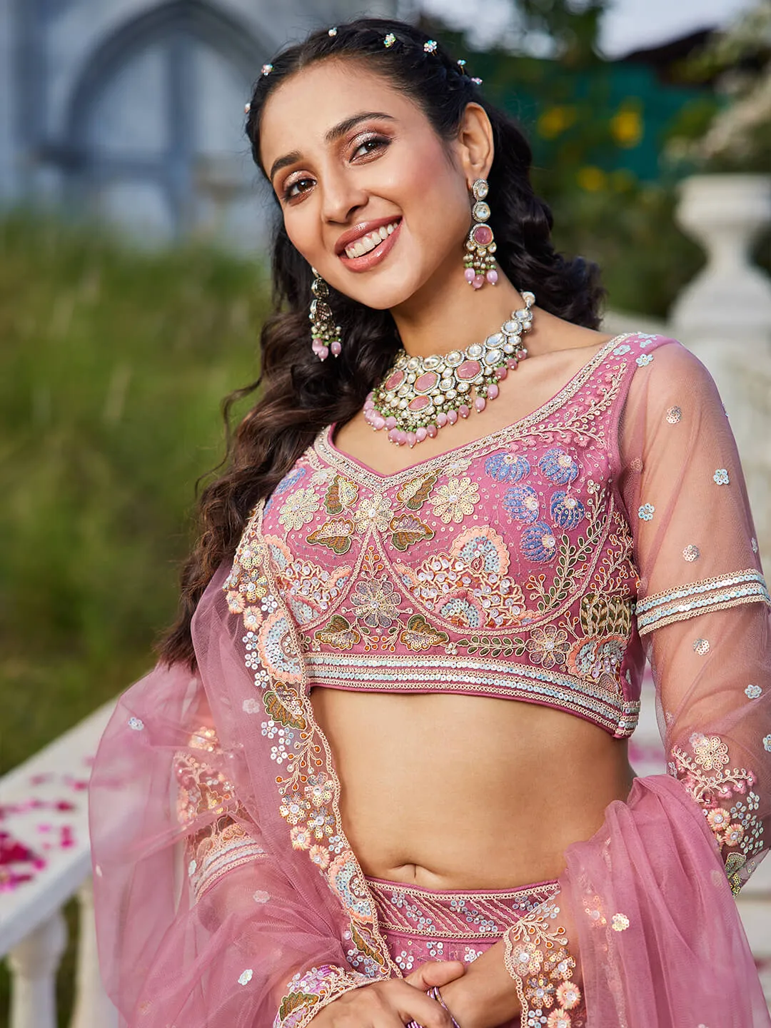 Net with Coding & Zarkan Embroidery Lehenga choli & Dupatta