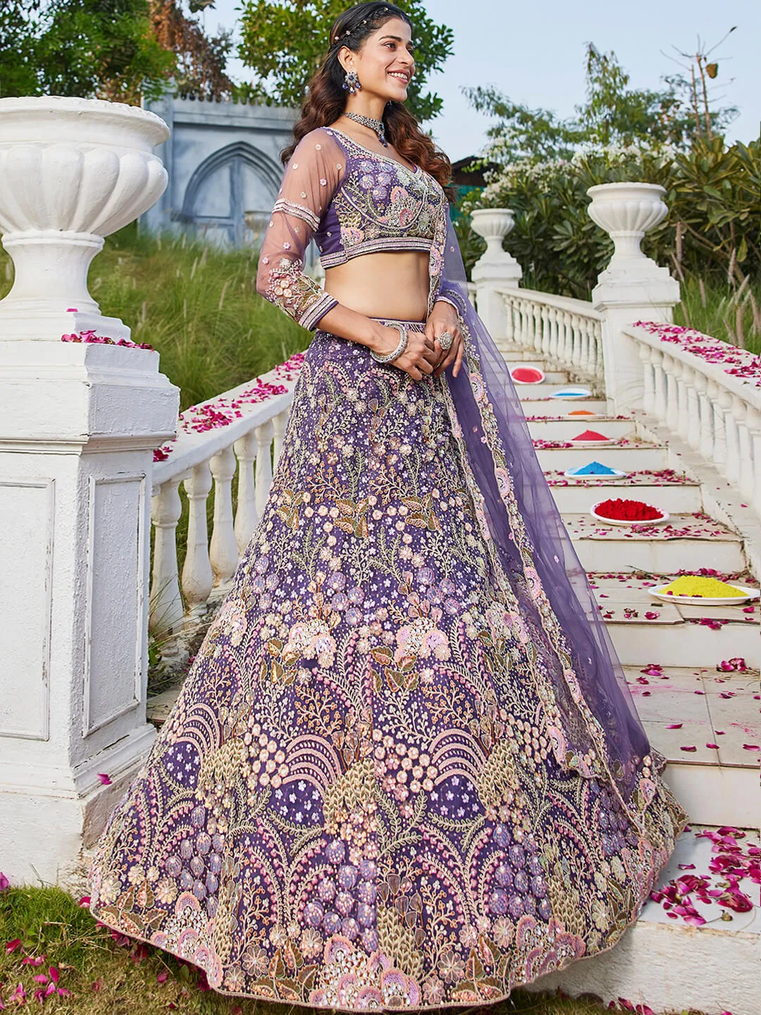Net with Coding & Zarkan Embroidery Lehenga choli & Dupatta