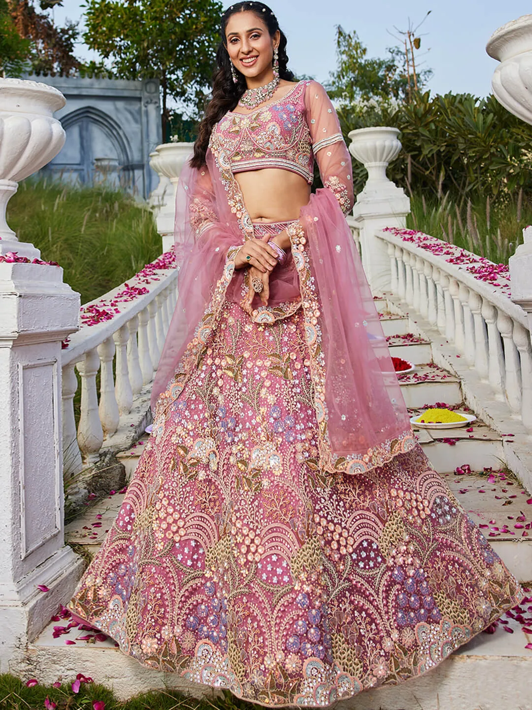 Net with Coding & Zarkan Embroidery Lehenga choli & Dupatta