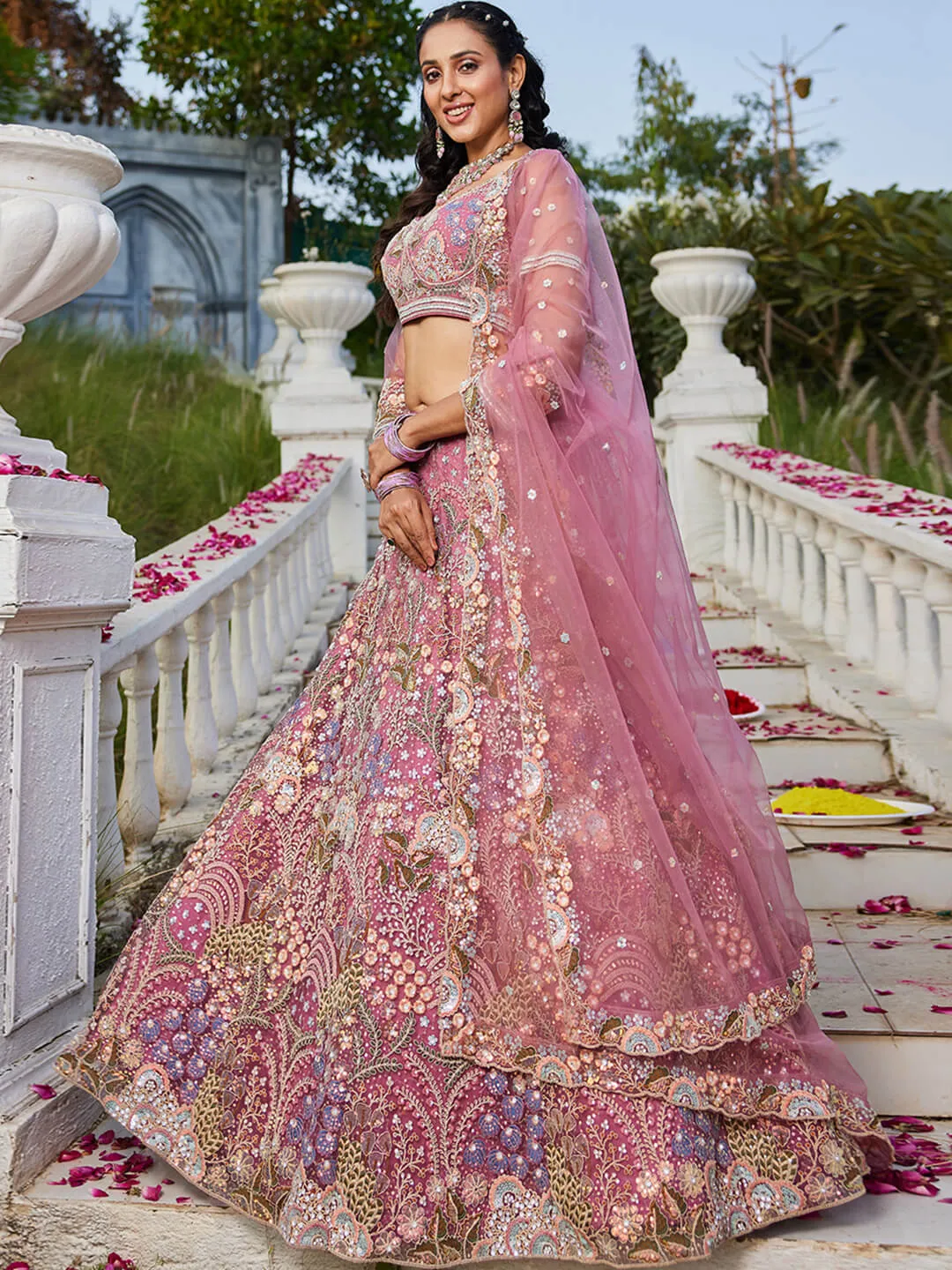 Net with Coding & Zarkan Embroidery Lehenga choli & Dupatta